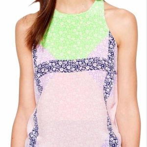 J.Crew Floral Windowpane Silk Blouse